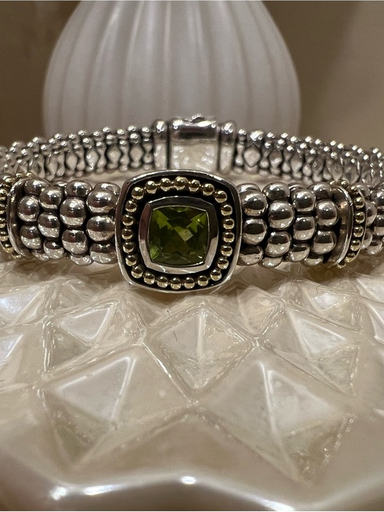 LAGOS Jewelry - LAGOS 18K Yellow Gold & Sterling Silver Peridot Caviar Bracelet